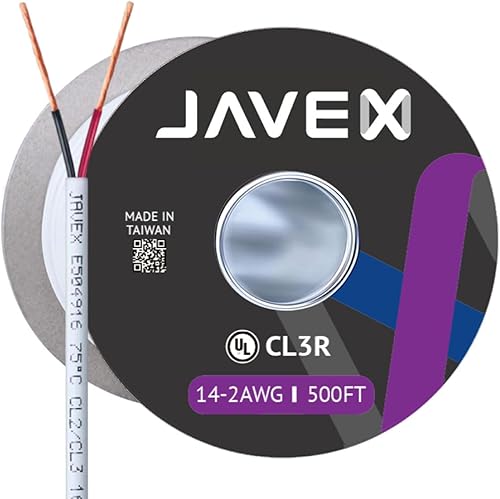 Miniatura 12 de JAVEX Cable de altavoz de audio de calibre 12 AWG (100 pies), [cobre libre de oxígeno OFC] Cable plano delgado para audio estéreo de automóvil,