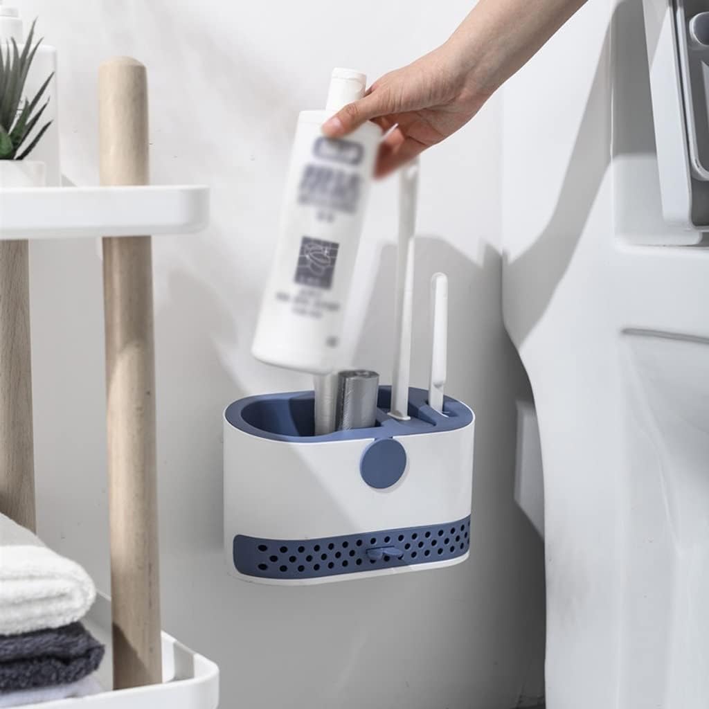 Toilet Brush Holder Toilet Brush Holder Household Wall-Mounted Toilet Bowl Brush Bathroom Silicone Cover Shelf 360° No Dead Angle Cleaning Brush Toilet Brush Holders