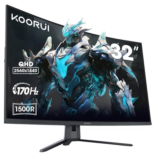 KOORUI Monitor Gaming Curvo 31,5 Pulgadas, Ultrawide Pantallas Ordenador QHD, VA, 1500R, 2xHDMI (170HZ or 144HZ), DP (170Hz) Tecnología AdaptiveSync, DCI-P3 90%, SRGB100%, VESA 75x75mm, Eye Care