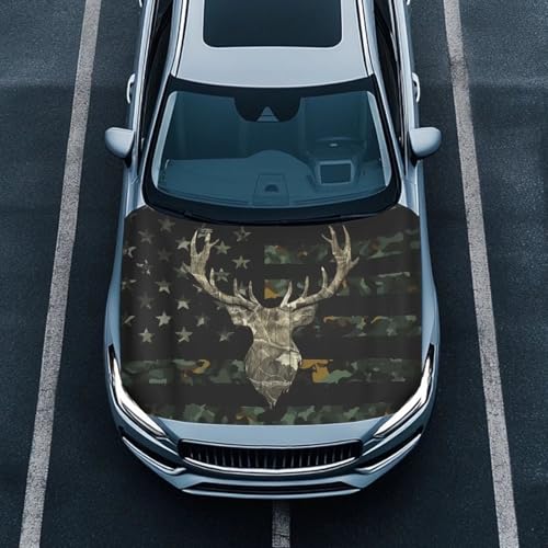 Image of American Deer Car Windshield Sunshade Cover, Waterproof Breathable Half Car Cover Blocks UV Rays for All Season - Fit Most Cars, SUV