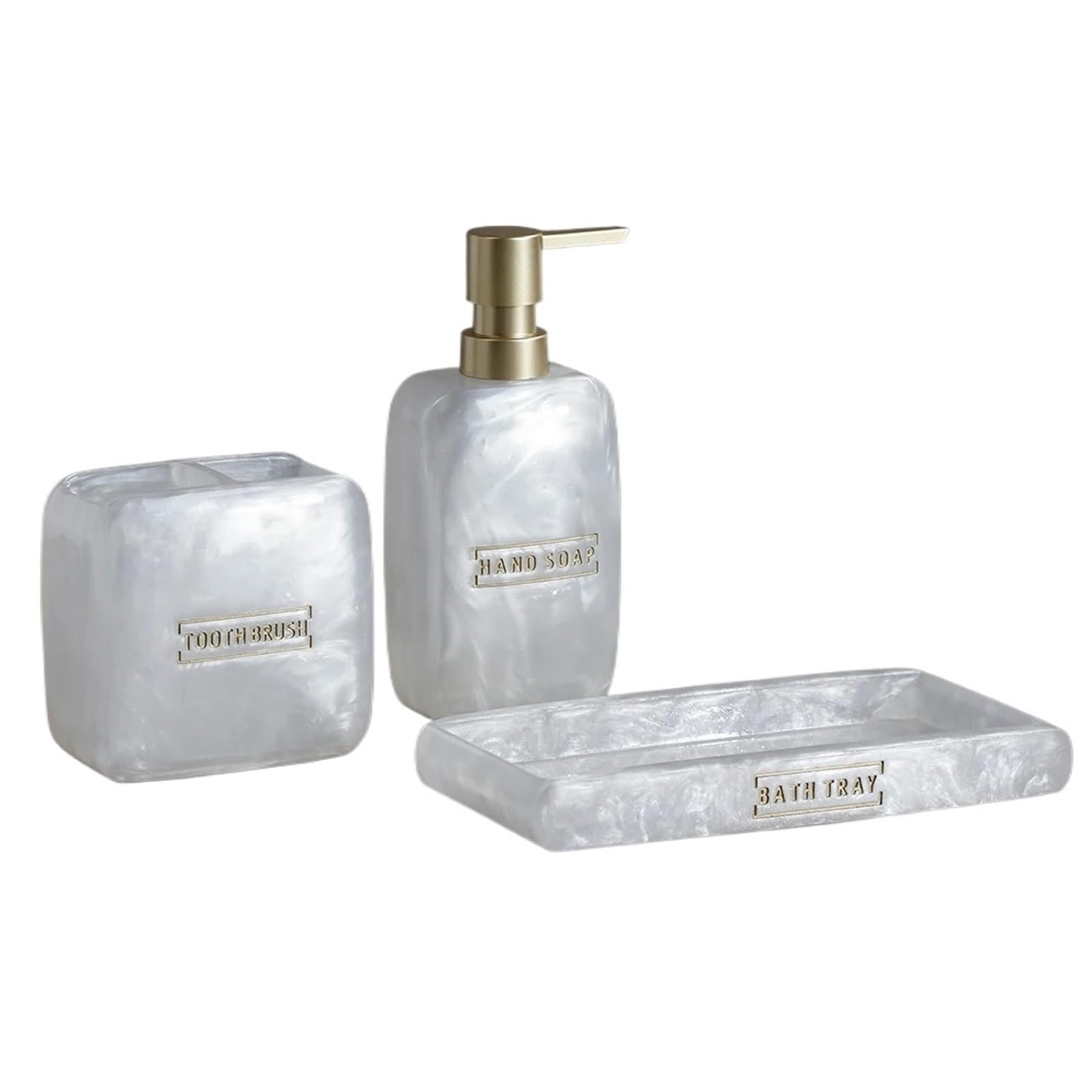 Accesorios BañO Accesorios for Lavado de baño, Botella loción, Juego Taza for Cepillo Dientes, dispensador jabón, Plato Blanco Perla
