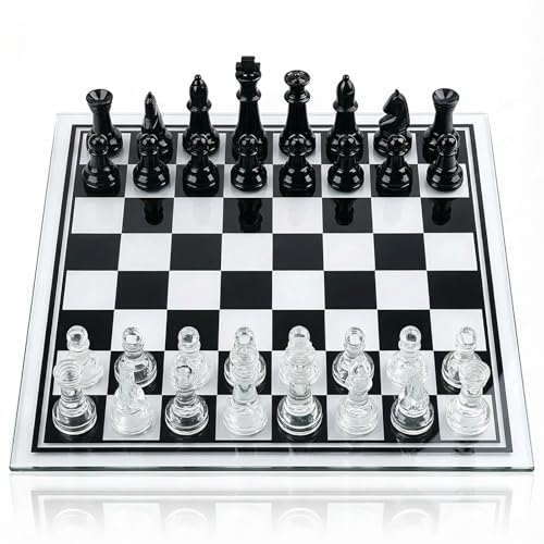 Juego de Ajedrez de Vidrio Transparente 35 cm miniatura 1