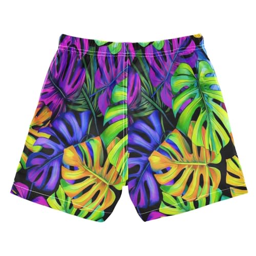 Swim Shorts for Boys, Anti-Chafe Swim Trunks Boys 2 T, Monstera Leaves2