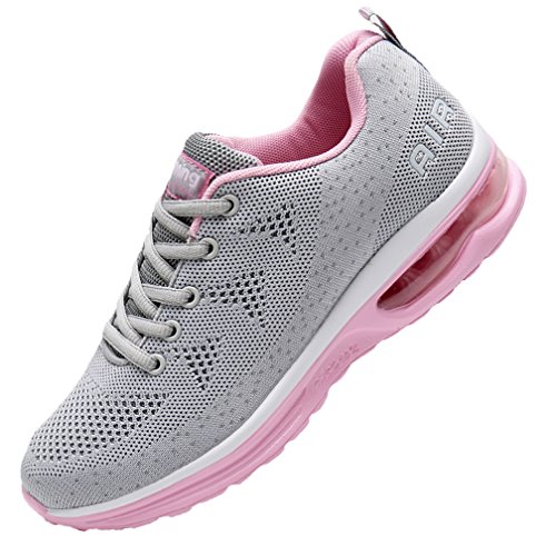 MEHOTO Womens Fashion Lightweight Tennis Walking Shoes Sport Air Fitness Gym Jogging Running Sneakers (GrayPink US 9 B(M) Grey
