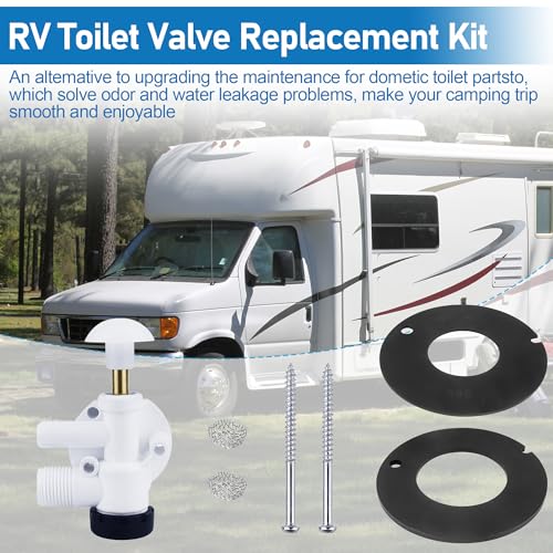 Image of 385314349 RV Toilet Water Valve Assembly Kit - Fit for Camper Trailer RV Toilet Spare Parts - Toilet Rubber Seal 385311462 Compatible with Sealand EcoVac Vacuflush Pedal Flush Toilets