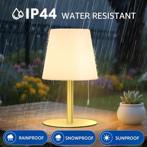 Image of uuffoo Shower Lamp Rechargeable Cordless Light Waterproof for Bathroom Spa | Portable Battery Operated Table Lamp RGB Mood Lighting LED Night Light for Patio kitchen Camping (2PCS Gold)