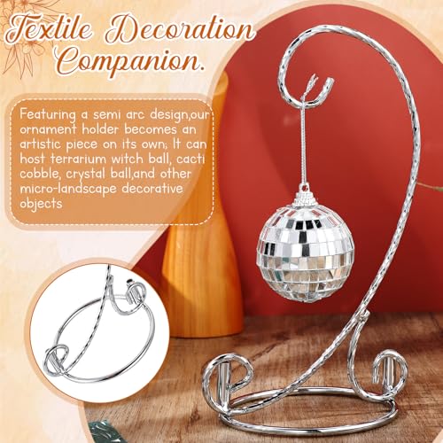 MorningRo 2 Pcs Small Twisted Ornament Display Stand 7.5\" H Ornament Hanger Stand Holder Hanging Terrarium Holder for Wedding Christmas Home Office Decor(Silver) - Thumbnail 5
