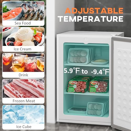 image for HOMCOM Mini Freezer Countertop, 3 Cu.Ft Compact Upright Freezer with R