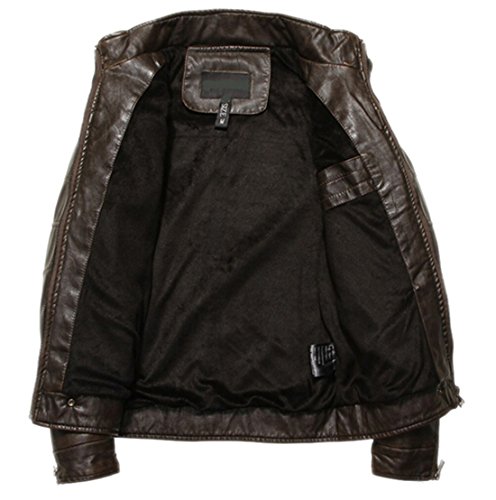 Image of chouyatou Men's Vintage Stand Collar Pu Leather Jacket