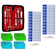 Suture Practice Kit for Training Medical Students, 39 Pieces, with Suture Threads and Needles,