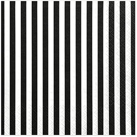 Set of 20 Black and White Striped Napkins Cover