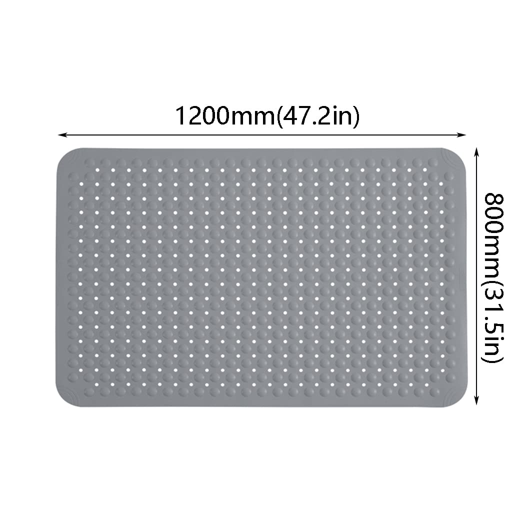 Alfombrillas de Baño, con Ventosas y Orificios de Drenaje Material TPE Esterilla de Ducha Antideslizante para Baños, Cocinas, Piscinas (Dark Gray,800×1200mm)