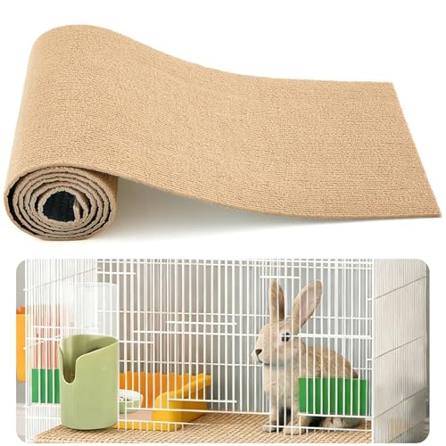 Rabbit Scratcher Mat - DIY Trimmable Self-Adhesive Bunny Scratch Pad Roll 12 Inch x 3.28 ft Small Animal Scratching Rug for Cage Biting Sleeping & Nesting Safe Scratch Mat for Rabbits & Small Pets