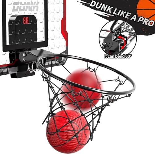 TEMI Basketball Hoop Indoor With 4 Balls & Electronic Scoreboard, Over the Door Mini Hoop, Basketball Toys for Boys Girls Age 5 6 7 8 9 10 11 12 - Kids & Teens Gift Ideas - Image 2
