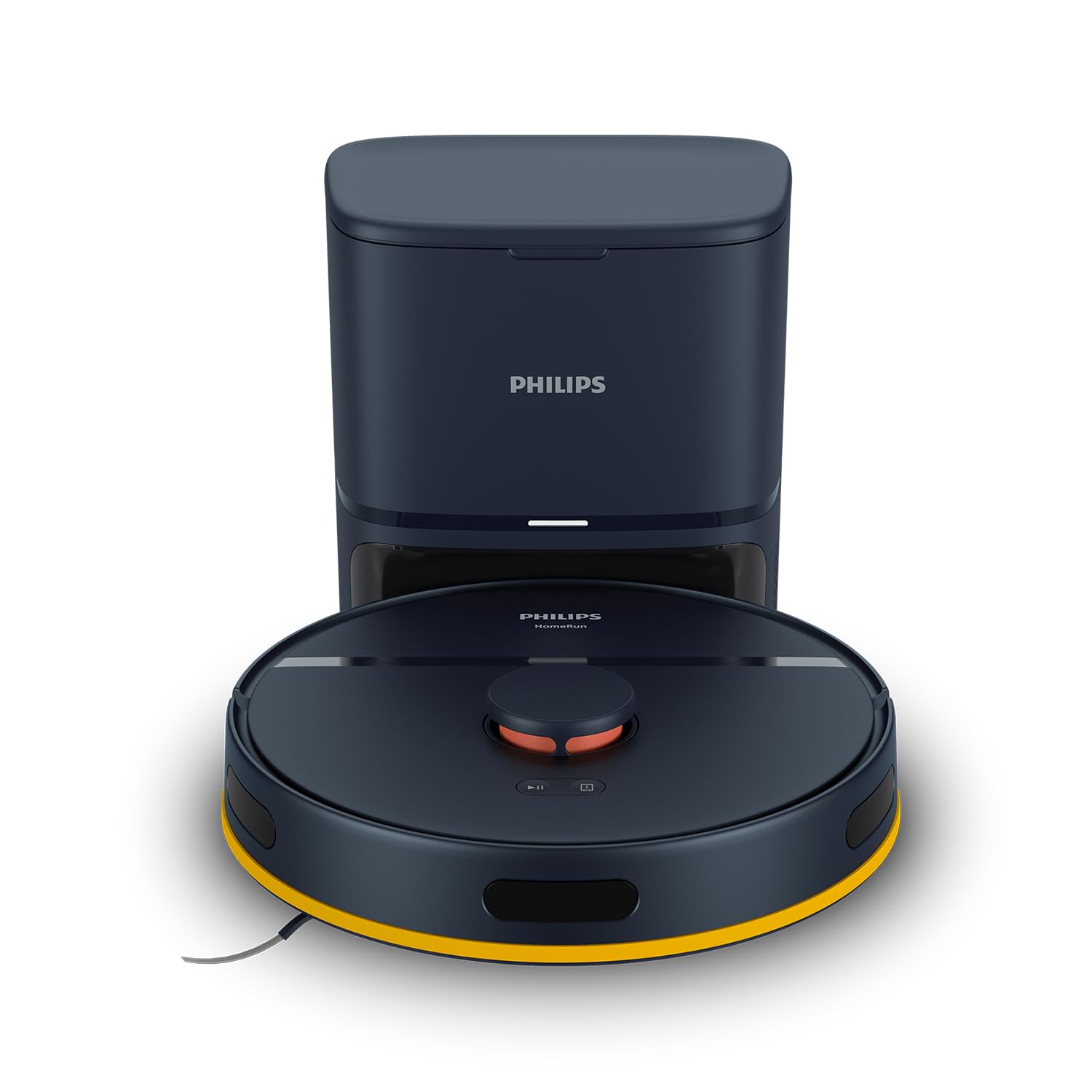 Philips HomeRun seria 2000: Robot Odkurzający i mop 2w1 o mocy ssania 2700 Pa i czasie pracy 130 min, z nawigacją laser., samo-opróżnianą stacją, z aplikacją, kolor ciemnoniebieski (XU2100/10)