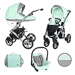 Kinderwagen 3in1 2in1 Isofix Kombikinderwagen Set + Zubehör Farbauswahl Mila Premium Silver by ChillyKids Black 04 4in1 Autositz +Isofix