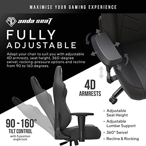 Anda Seat Dark Demon Dragon Gaming Chair for Adults - Ergonomic Video Game Chairs, Reclining Office Computer Chair, Neck & Lumbar Back Support - Large Black Premium PVC Leather Desk Chair - Image 6
