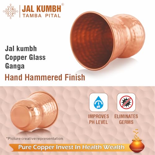 Image of Pure Copper Glasses Ganga Water Pure Tamba Glass for Drinking & Serving Water Tumbler-350 ML