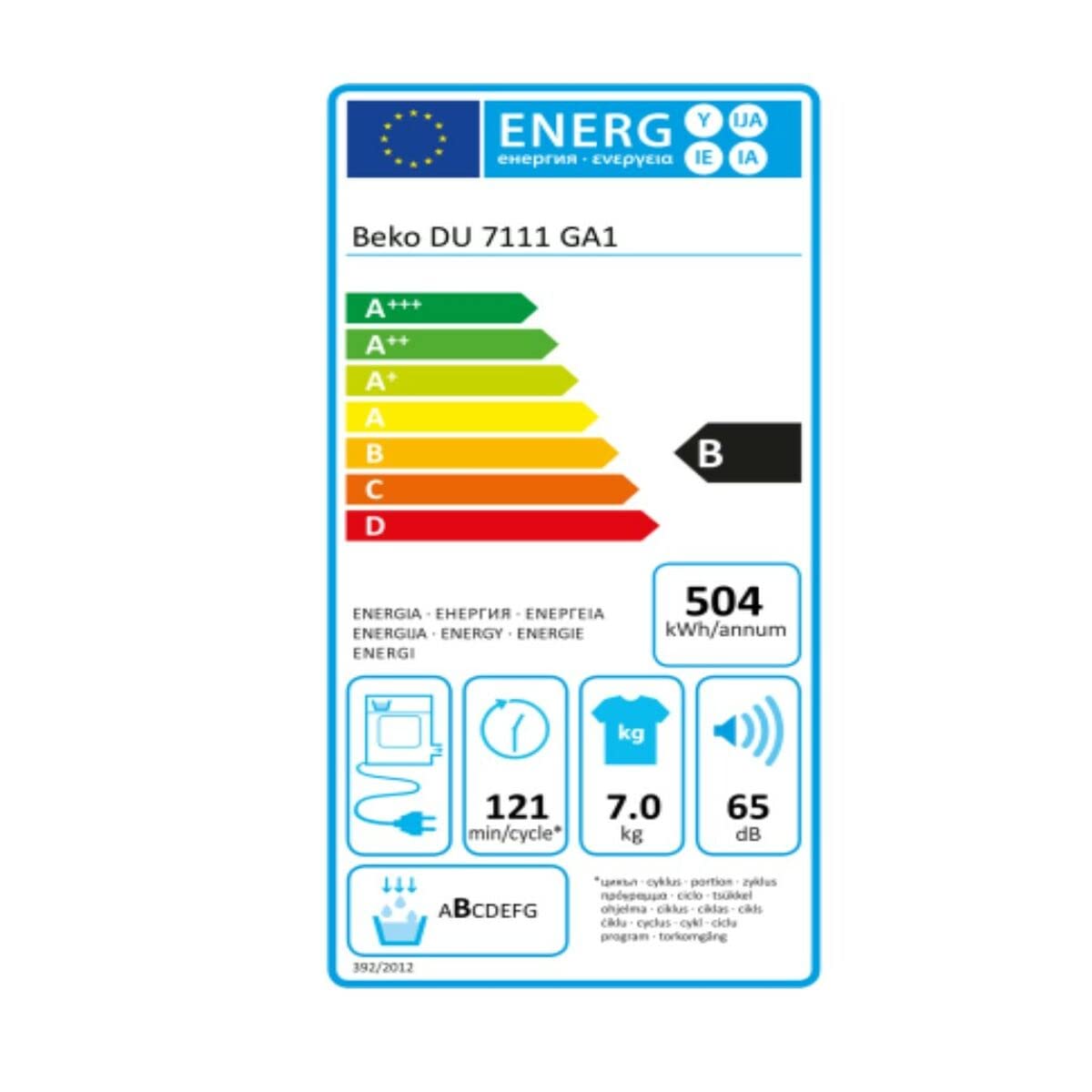 Beko Secadora DB7111GA1 7K B COND DSP