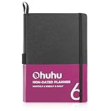 Daily Planner 2019, Ohuhu Daily Planner Calendar, Daily, Weekly, 6-Month Planner with Pen Holder, Agenda Book for Organizer, Enterprise, College, Undated, 5 × 8.25 (Black)