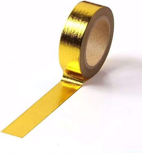 Miniatura 3 de Juego de 6 rollos de cinta washi de lámina de oro amarillo sólido, 0.591 in x 32.8 ft de longitud, papel de estampación dorado, cintas adhesivas de