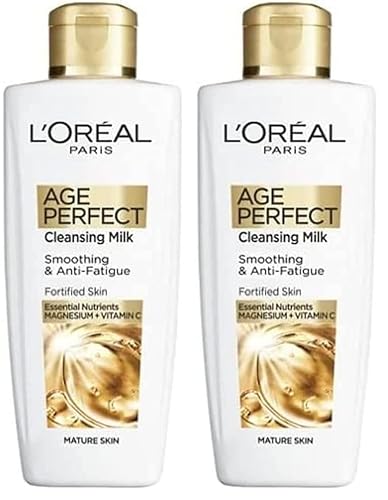L'Oreal Paris Age Perfect Smoothing & Anti Fatigue Vitamin C Cleansing Milk 200 ml (Pack of 2)