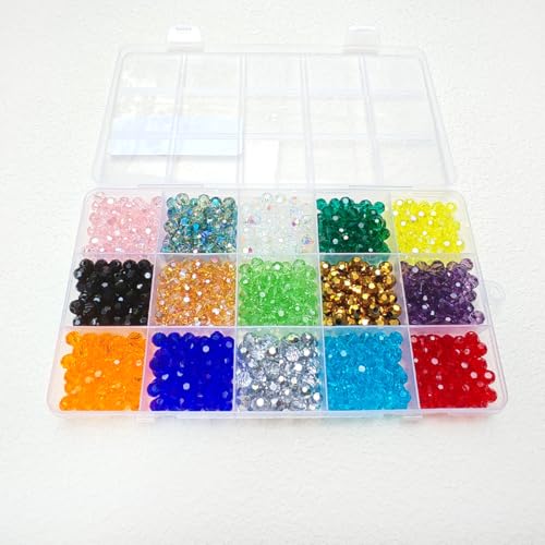 Image of 6mm Round Glass Beads for Jewelry Making, 900pcs Faceted Crystal Spacer Beads for Bracelets Necklaces Earring