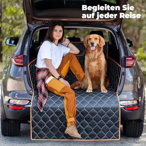 KYG Kofferraumschutz Hund Gesteppte Hundedecke & Schutzmatte mit Seiten- und Ladekantenschutz, Wasserdicht, Kratzfest, Universell für Auto-Kofferraum Pflegeleicht