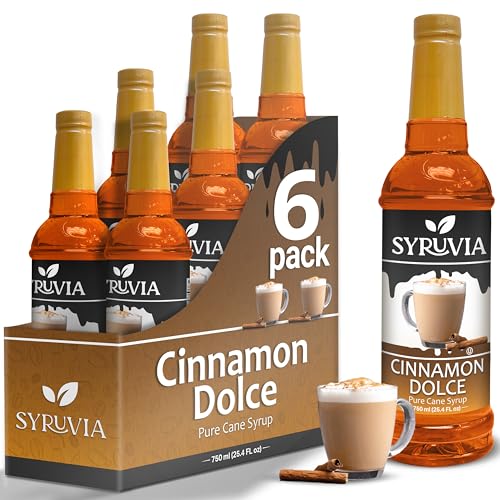 Cinnamon Dolce Coffee Syrup by Syruvia 6-Pack, 25.4 fl oz, Wholesale Coffee Syrup Shops, Cafes...