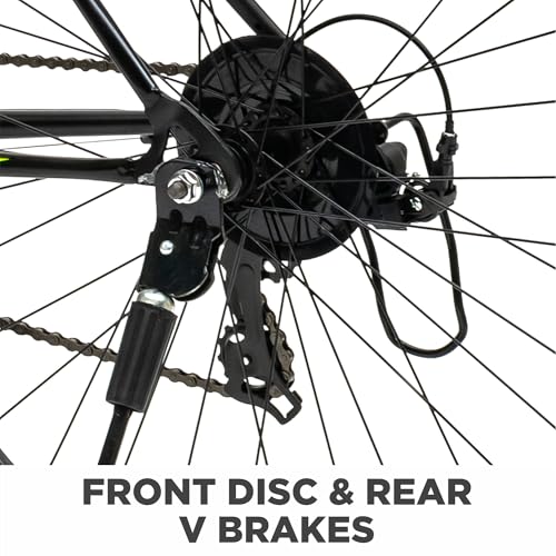 Image of KROSS Bolt 28T Unisex Black Multispeed (21 Speed) Mountain Bike | Steel Frame with Rigid Suspension | Dual Disc Brake Ideal for 15+ Years (Green)