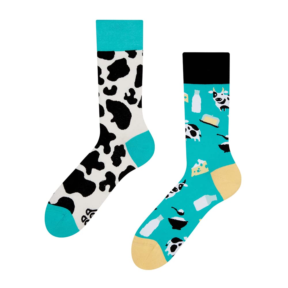 Dedoles Unisex Milking Cows Socks For Women, Men & Kids Cotton Funny Designs Football Bicycle Horses Plants Firefighter Gift Mismatched, Design: Colour: Turquoise, Size: 3-5 M / 2-4,5 W Uk