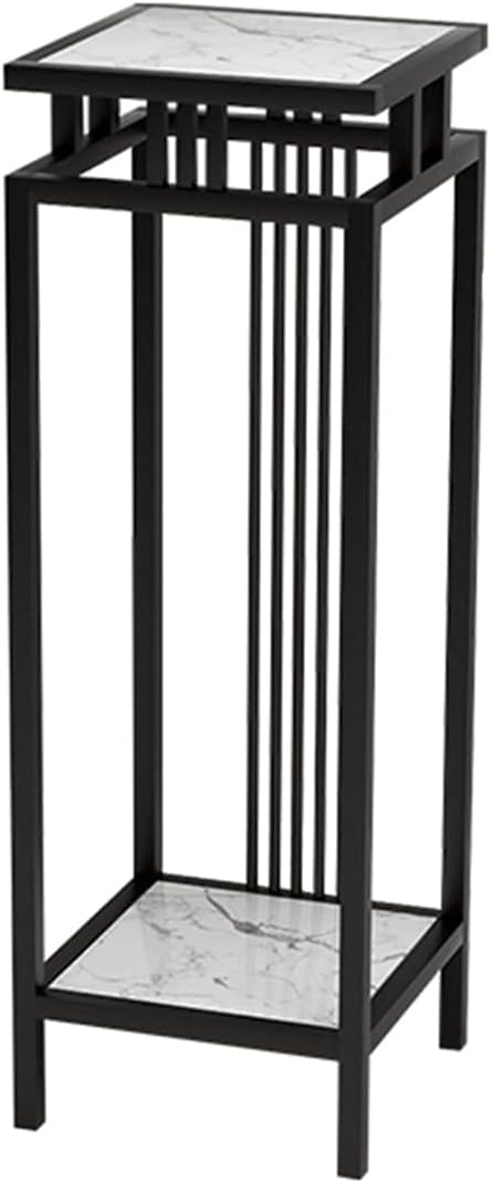 Piegricdiat Telephone Table, Marble Top Square Side Table 2-Tier End Table with Storage Shelves Solid Metal Corner Table for Balcony(Size:30 * 30 *