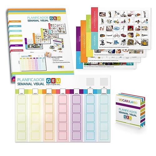 Planificador Semanal para Niños | Panel Rutinas | Tabla de Tareas para niños con Pictogramas - Editorial GEU (Semanal)