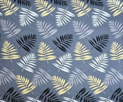 Image of 300 Tc Cotton Feel Glace Cotton Fully Elastic Fitted Leaf, Grey Leaves Bedsheet Queen Size Double Bed With 2 Pillow Covers (60 inch X 78 inch Inches)