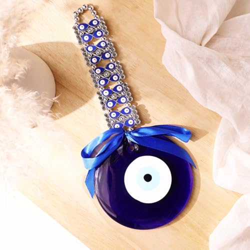 Image of Shubhanjali Evil Eye Hanging for Home Entrance 5 Inch | Turkish Blue Glass Nazar Battu for Home | Main Door Wall Hanging Decor for Protection, Positive Energy & Vastu