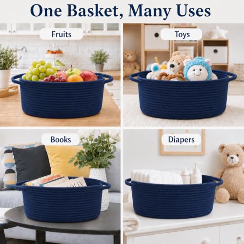 Image of Empty Gift Basket with Gift Bag & Ribbon, Woven Rope Basket, 12x8x5 inch