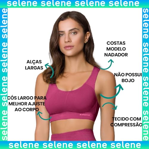 Top Sem Costura Sem Bojo Sport Fitness Selene De Microfibra | Pink | G