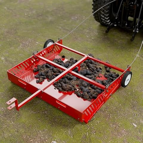 Efficraft Manure Fork 2-in-1 Manure Scoop & Tow Behind Trailer, Yard Sweeper for Horse Manure - Heavy Duty Drag Manure Collector, Versatile Lawn Sweeper, Efficient Cleanup Tools Cover