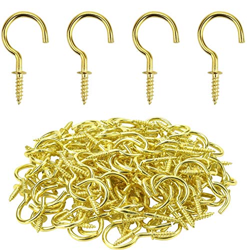 New Product Powlankou 1inch Brass Plated Metal Screw-in Ceiling Hooks Cup Hooks, 120 Pieces