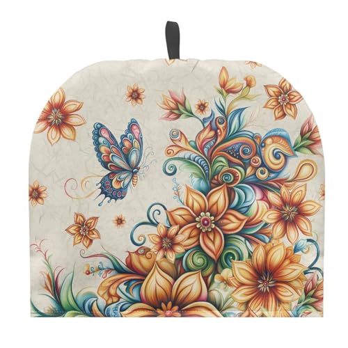 Image of Vintage Floral Butterfly Teapot Cozy Tea Cozies Double Insulated Keep Tea Warm Tea Pot Cozies Teapot Dust-Proof Cover Perfect for a Traditional English High Tea Experience