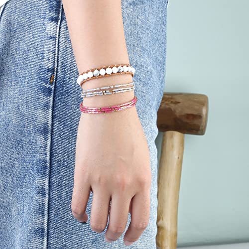 Image of KELITCH Adjustable Multi Strand Bracelets Colorful Miyuki Seed Beads Wrap Bracelets Bangle Women Jewelry