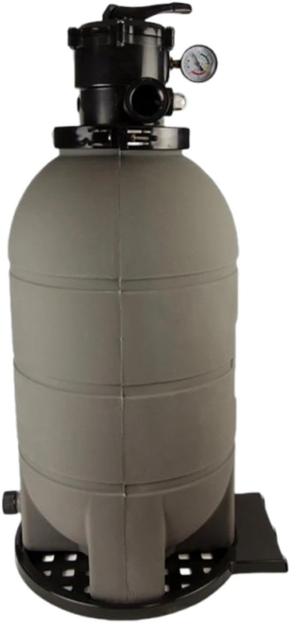 16-Inch Above Ground Swimming Pool Sand Filter w/ Valve for Rx Clear Patriot, 125 lbs Sand Capacity, Up to 15000 Gallons, 4-Way Push-Pull Backwash Valve 1.25-Inch Connections, Tank Volume 15 gallons
