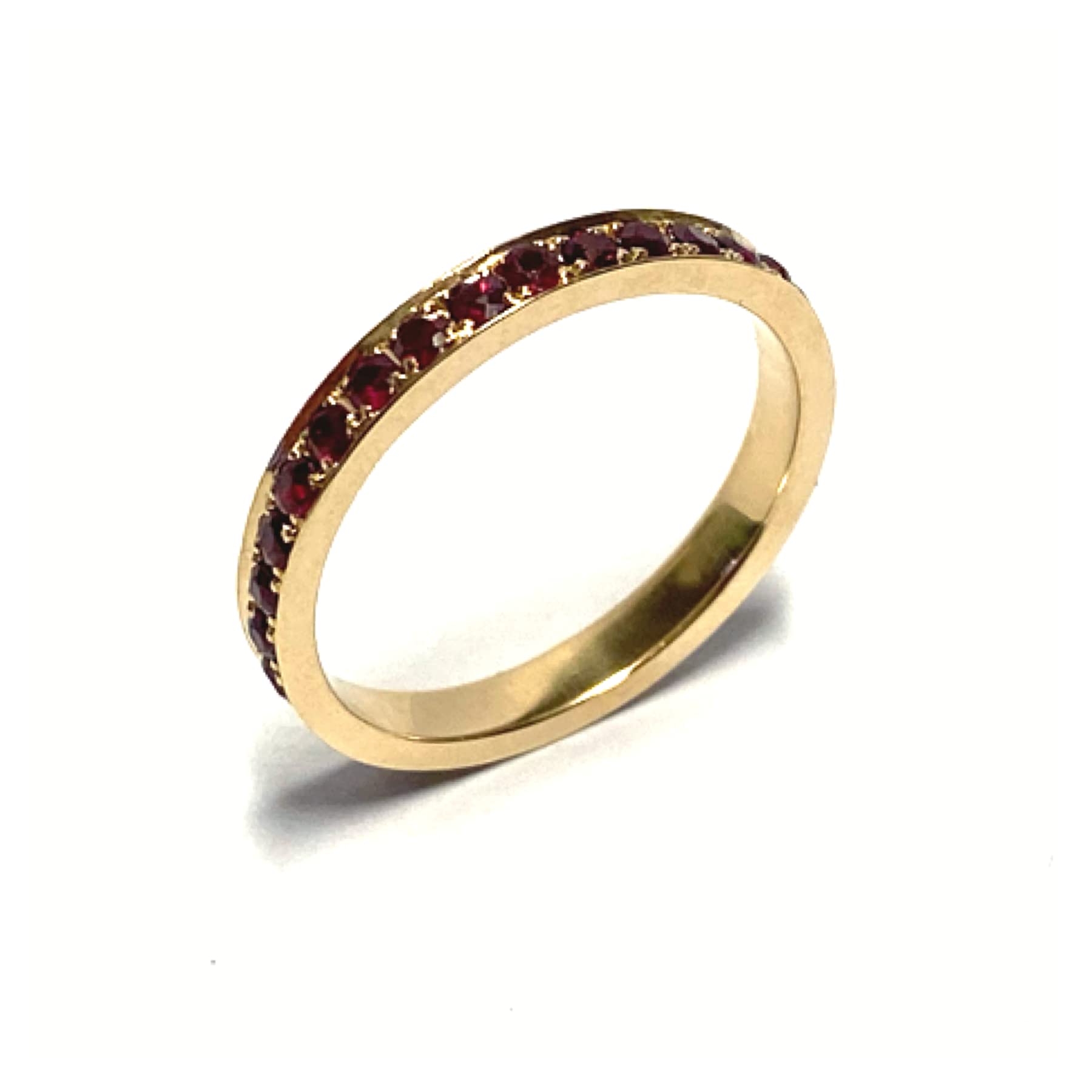 Ring 750/- Gold Rubin 1,21ct Memoryring umlaufend Bandring #60