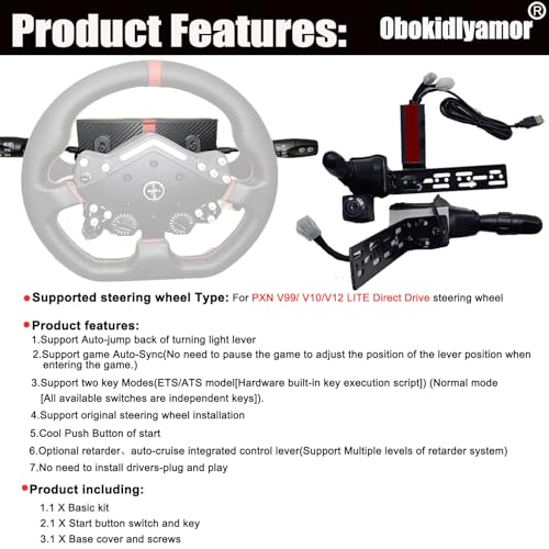 Image of Obokidlyamor Turn Signal Headlight Dimmer Switch For PXN V12 LITE Direct Drive Servo Wheel Base;Multi-Function Stalks Turn Wiper Lever Combination Racing Simulator Button Console Racing Wheel (For PXN V12)
