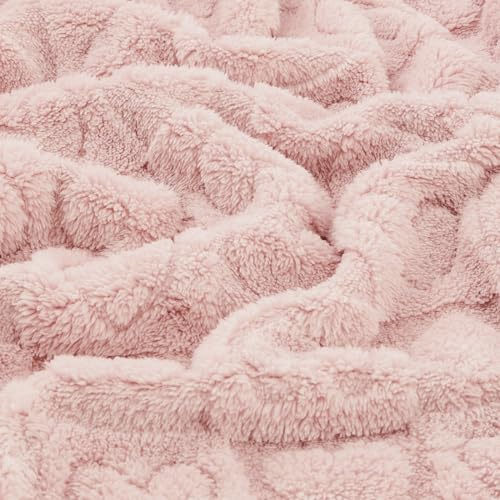 Image of CREVENT 30 inchX40 inch Cozy Soft Warm Sherpa Baby Blanket for Girls Boys, Newborn Essentials for Infant, Baby Shower Receiving Gift - Pink Heart 75X100cm