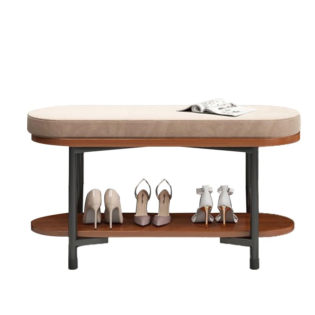 Banc à chaussures moderne avec coussin en métal pour rangement d entrée élégant 80 cm