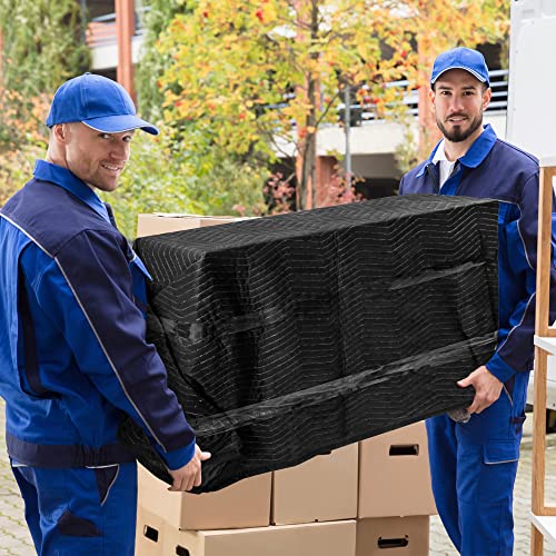 12 Moving Packing Blankets - 80 X 72 Inches (65 Lb/Dozen) Heavy Duty Moving Pads For Protecting Furniture Professional Quilted Shipping Furniture Pads Black #TOP1