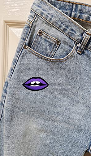 Purple Lips Patches Embroidered Appliques Symbol Badge Clothes Jeans T-Shirt Hat Backpacks for Men Women Boys Girls