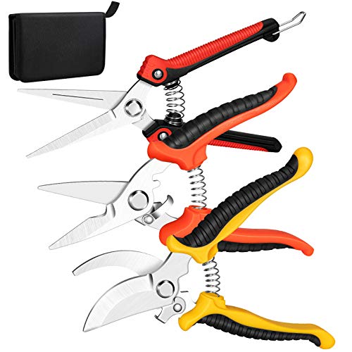 Tijeras de podar, Podadoras de rboles ergonmicas afiladas de acero inoxidable con bolsa de almacenamiento, mecanismo de bloqueo y mango antideslizante para ramas, tallos, flores, setos, frutas