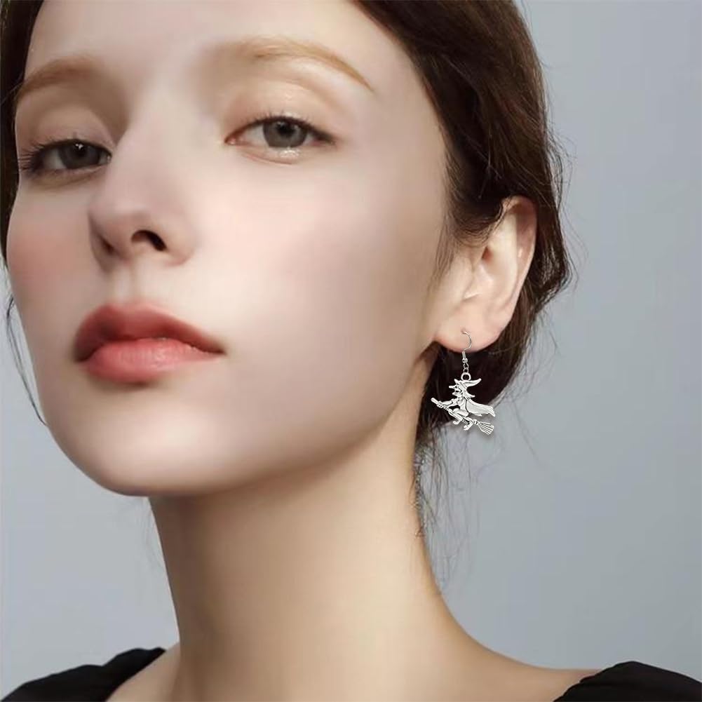 SUNNYCLUE 1 Box 40Pcs Silver Witch Charm Metal Halloween Charms Bulk Alloy Vintage Antique Holiday Wizard Broom Decoration Pendants Findings for Jewelry Making Earrings Bracelet DIY Craft Accessories - Image 7